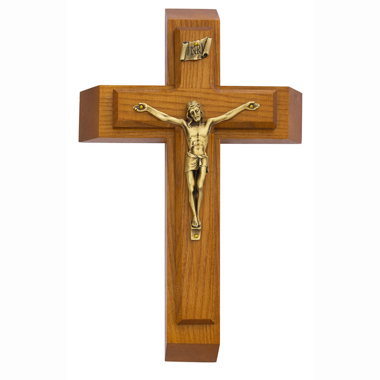 Light Walnut Sick Call Crucifix with Gold Corpra
