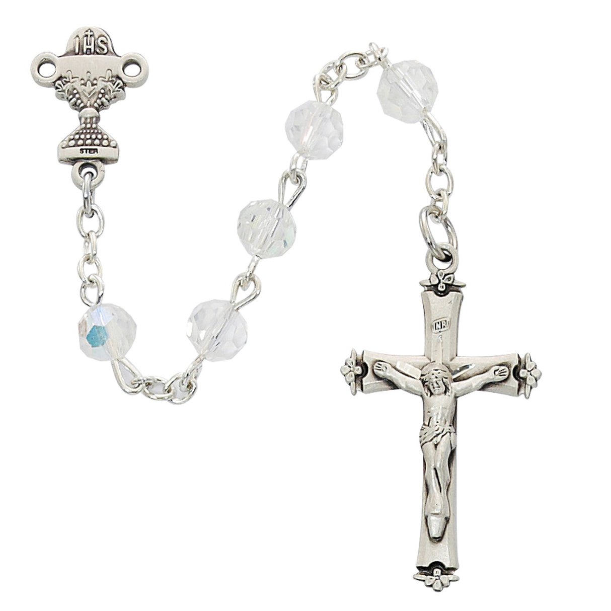 Sterling Silver & Crystal First Communion Rosary