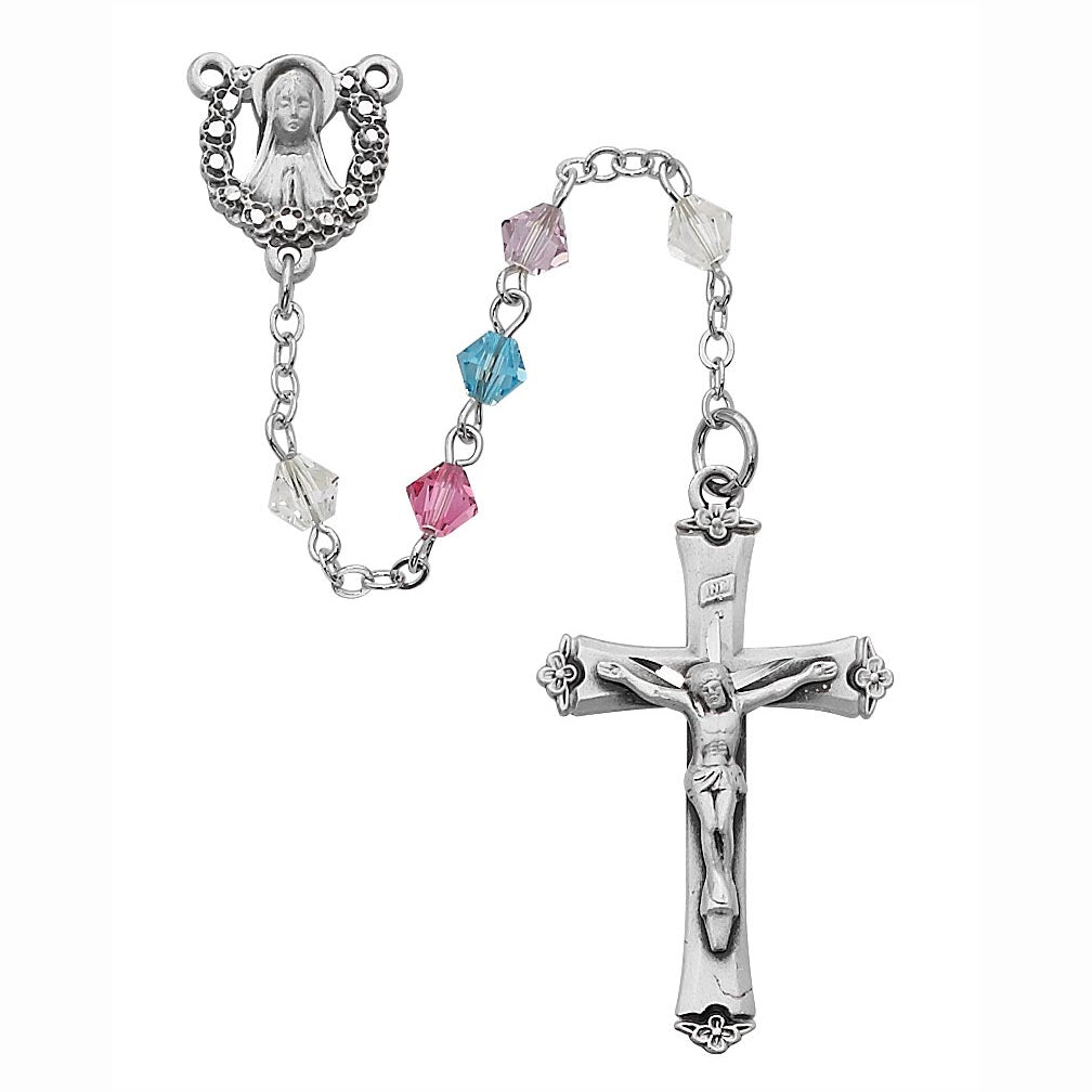 5mm Multi-Color Swarovski & Silver Finish Rosary