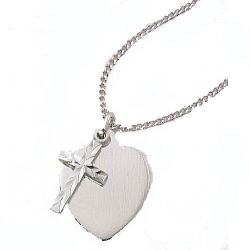 Silver Finish Heart Necklace with Chalice Charm P89