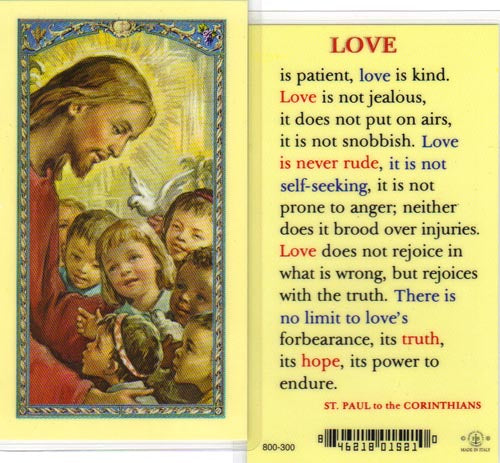 Jesus with Children (St. Paul on Love) Holy Cards -800-300