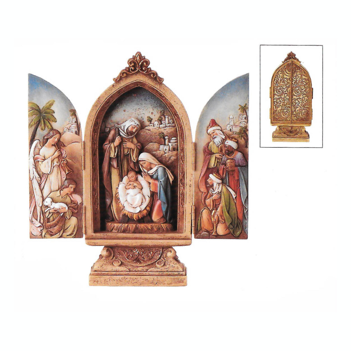9 inch Holy Family Christmas Triptych Figure with KIngs 34358