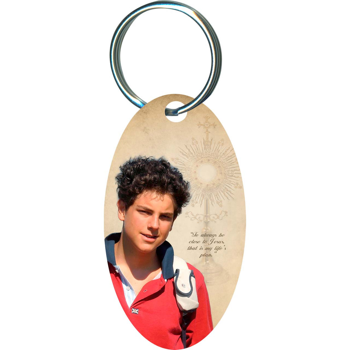 Saint Carlo Acutis Oval Key Ring
