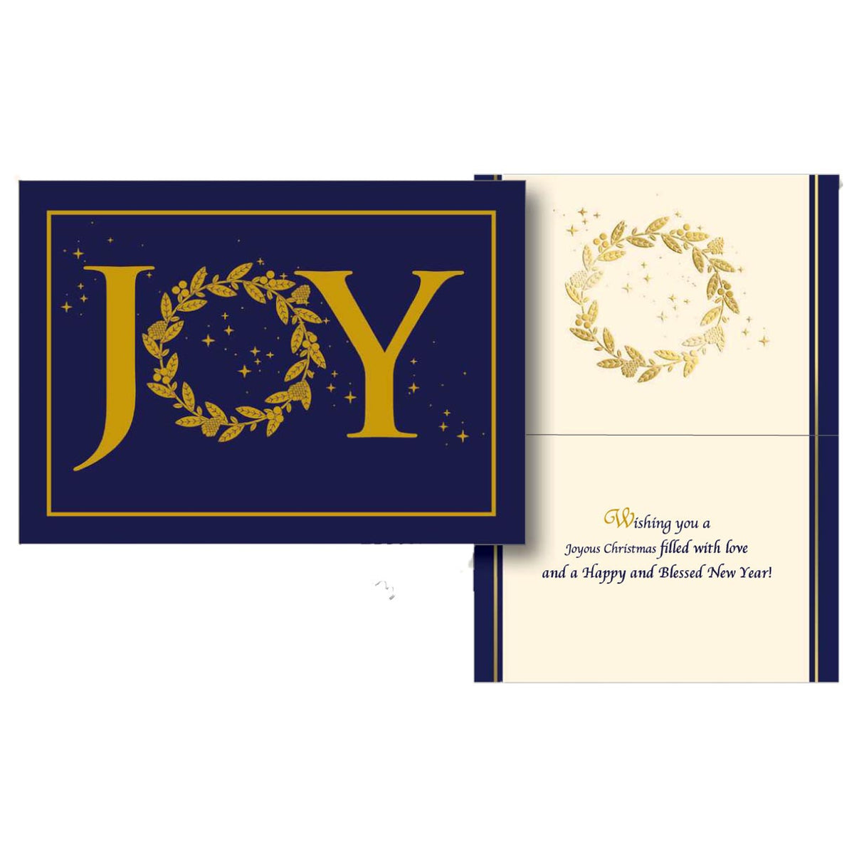 Personalized Joy Deluxe Christmas Cards - 50 cards & envelopes