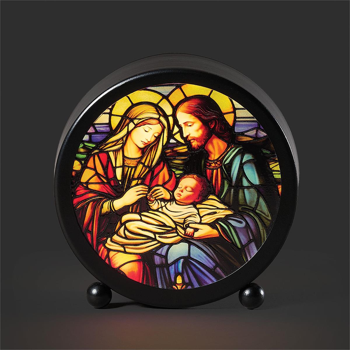 5.5" Holy Family Lighted Stained Glass Standing Plaque 138680