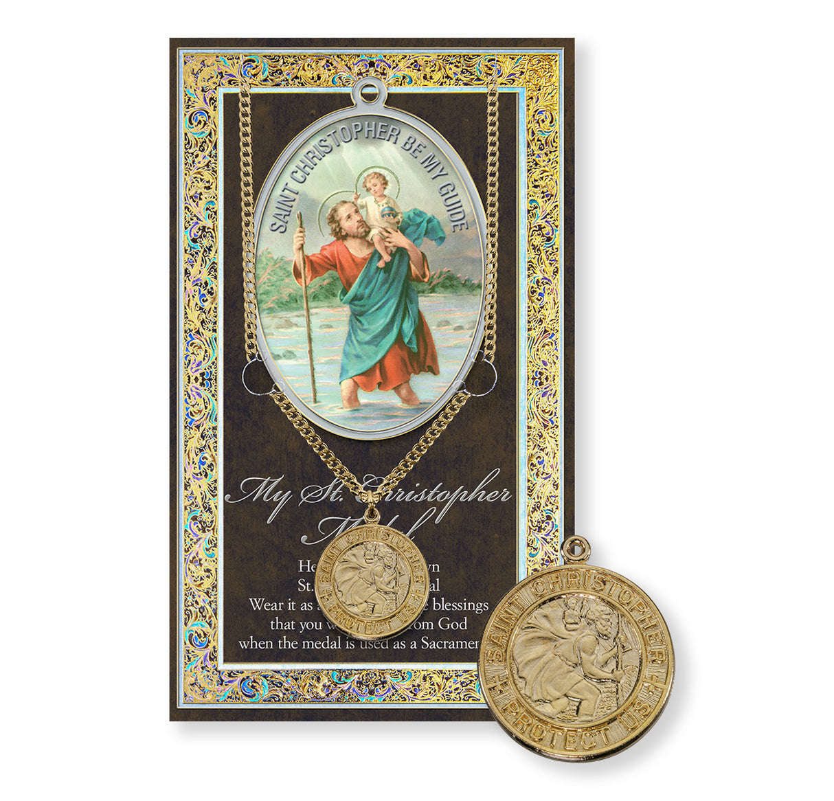 St Christopher Prayer Bio Card & Gold Plated Pendant Set