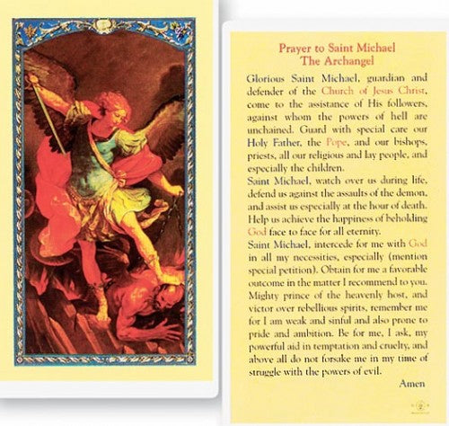 Saint Michael the Archangel Holy Cards with Special Petition Prayer