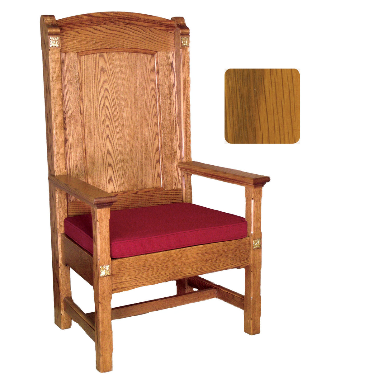 Harvest Oak Roman Celebrant Chair with Rosettes 146