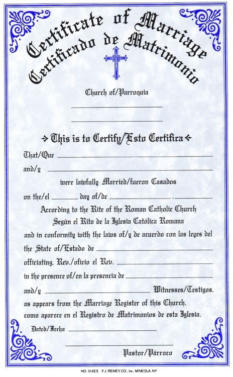Bilingual Marriage Certificate 50ct - 312ES