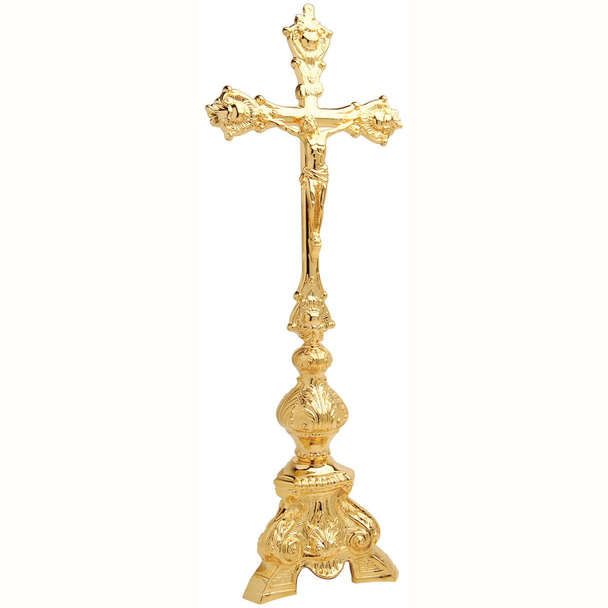 21 inch Gold Plated Ornate Altar Crucifix K860