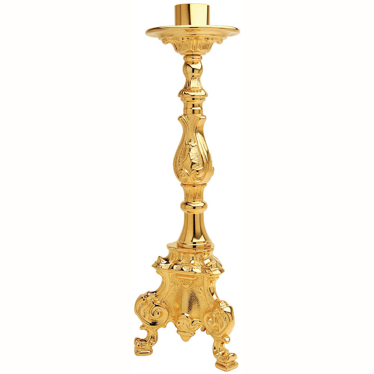 15 inch Gold Plated Ornate Altar Candlestick K871