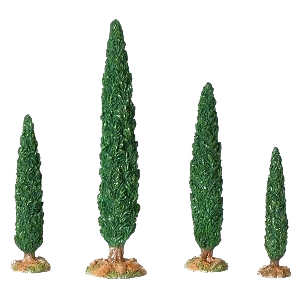 4pc Set of Fontanini Cypress Trees