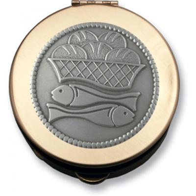 Fish and Loaves Brass Pyx Size 1 - holds 6-9 hosts