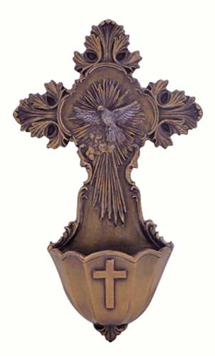 Holy Spirit in a Cloud Holy Water Font in Bronze