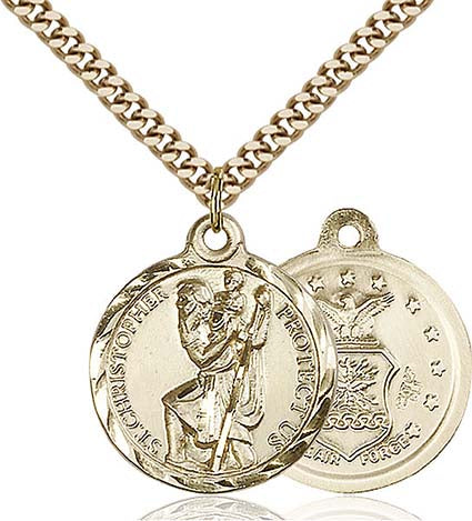Gold Filled St. Christopher Air Force Pendant 0192GF1/24G