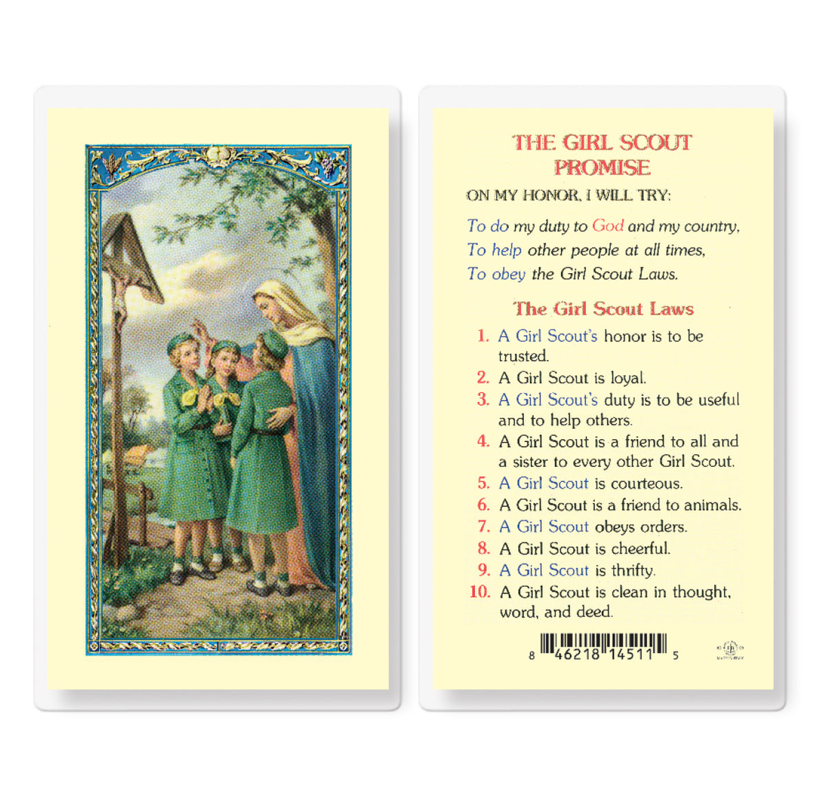 Girl Scout Promise Laminated Prayer Card