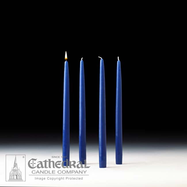 12in Sarum Blue Home Advent Candle Set