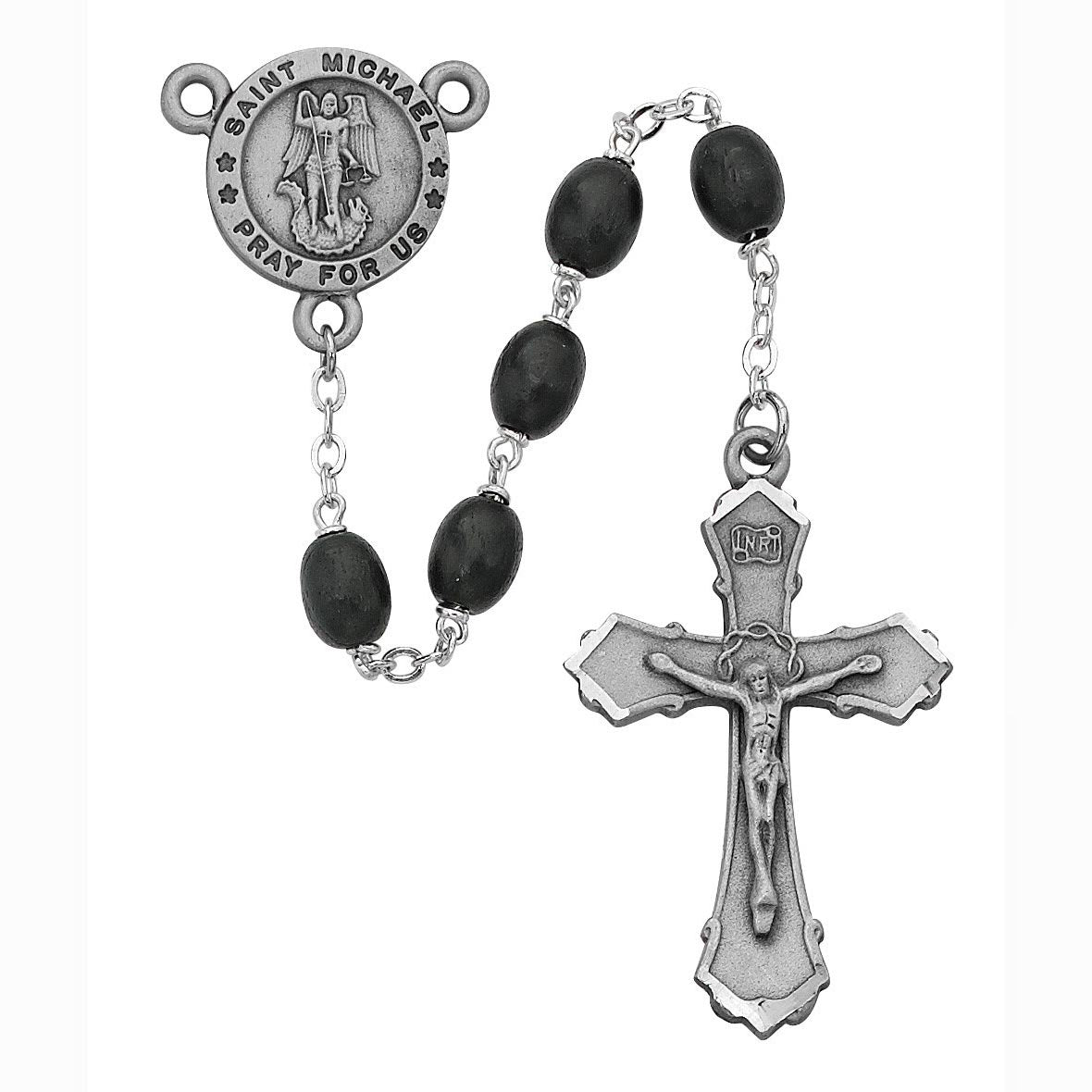 Saint Michael Black Wood Rosary