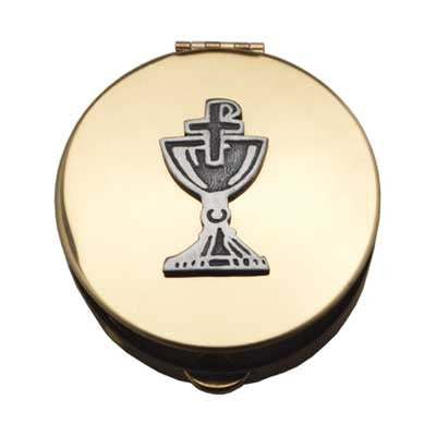 Brass Pyx with Chalice - Size 3 - Holds 20-25 hosts