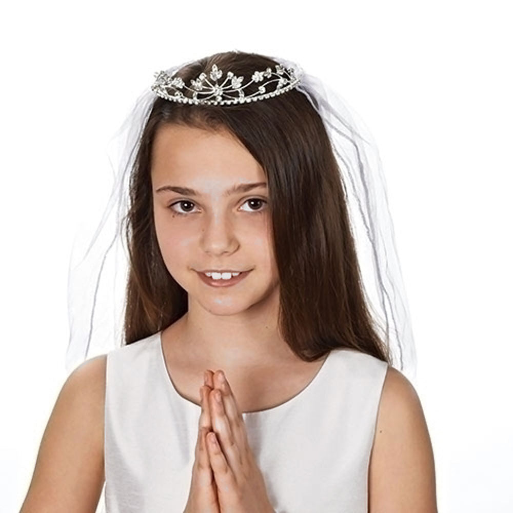 Hannah Rhinestone Tiara Communion Veil