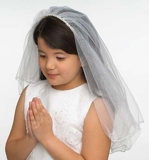 Amelia Slim Beaded Headband Veil