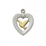 Tu- Tone Sterling Silver Heart with Dove L653