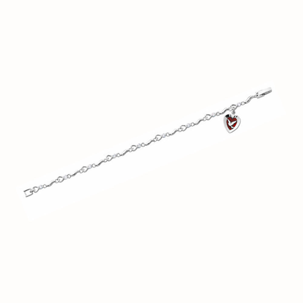 Silver Heart Confirmation Bracelet with Zircon Crystals BR416
