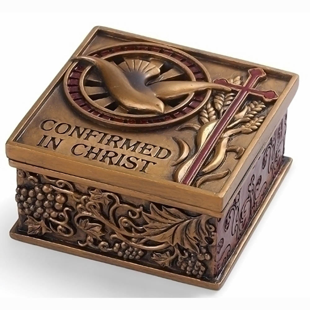 Bronze Finish Confirmation Rosary Box - Roman 40083