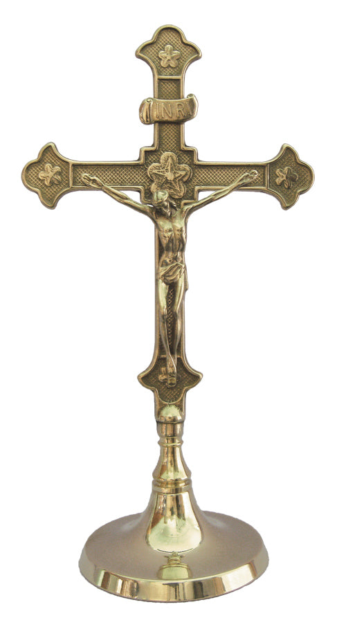 Standing Brass Crucifix - 11-1/2 inches tall