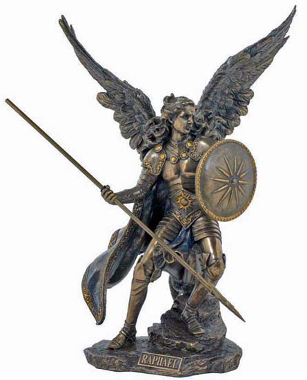 Saint Raphael the Archangel Bronze Statue 13-1/2 inches
