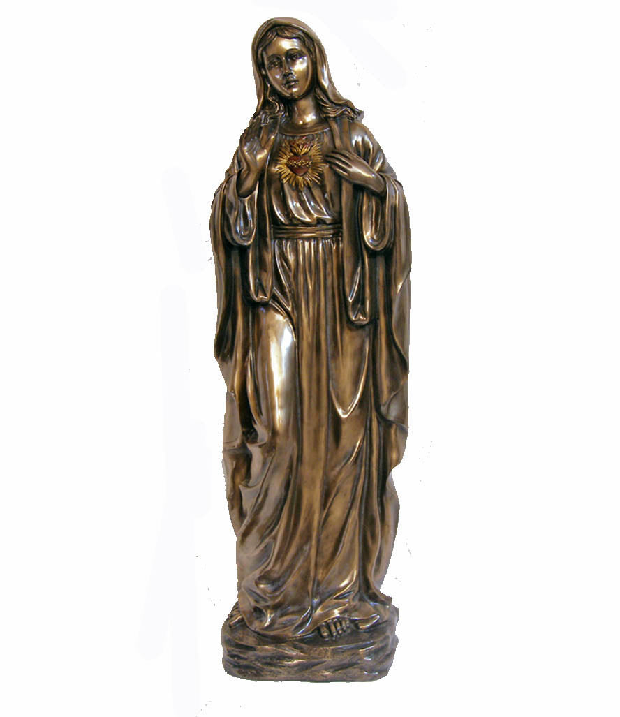 39 inch Immaculate Heart of Mary Statue Cold- cast Bronze