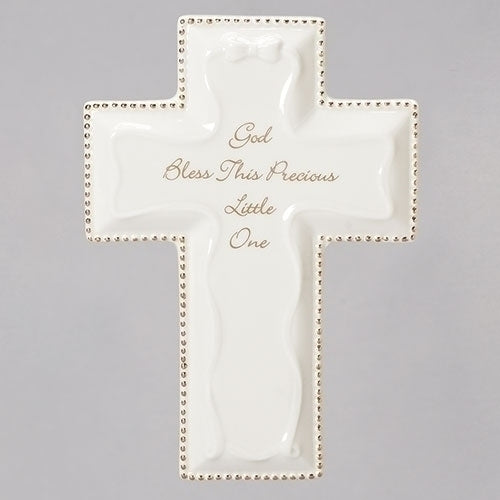 White "God Bless this Precious Little One" Wall Cross