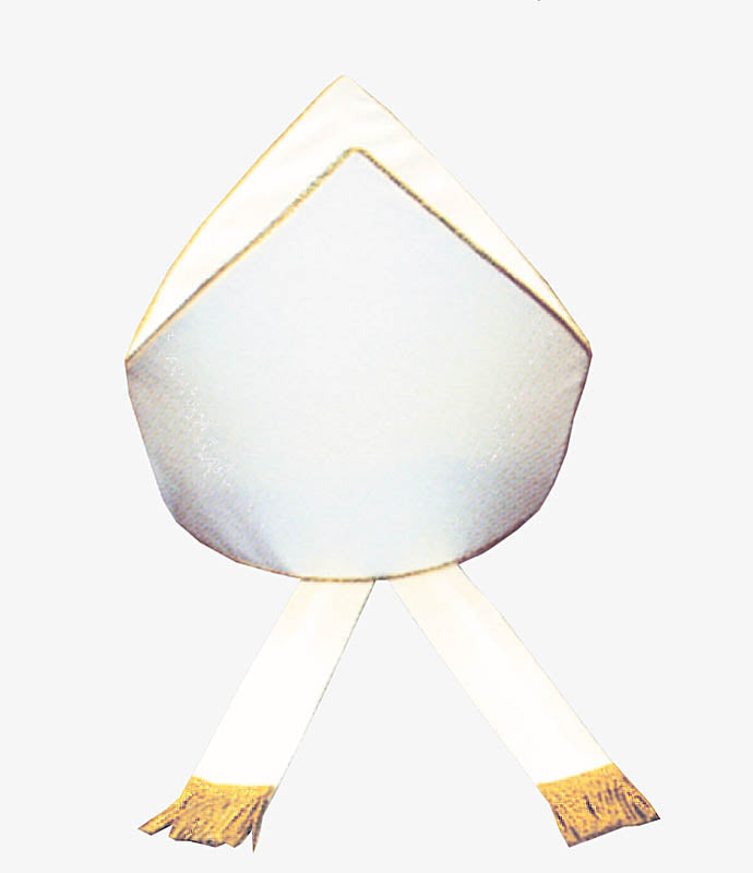Gold Trim White Bishop Mitre M308