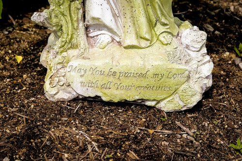 Saint Francis Outdoor Statue with Birdbath Bowl 22.5 in height