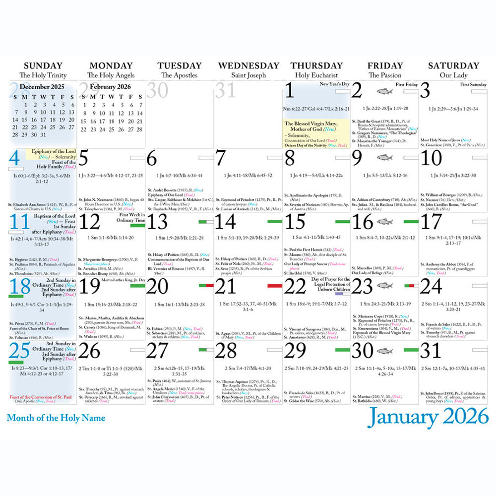 2026 St Michael in Art Catholic Wall Calendar