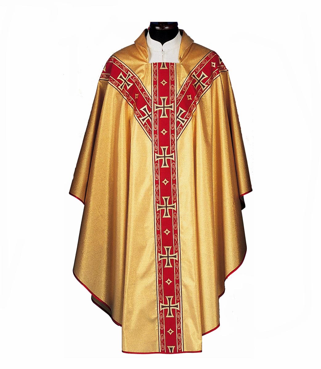 Gold Assisi Chasuble with Red Orphrey 823/A2