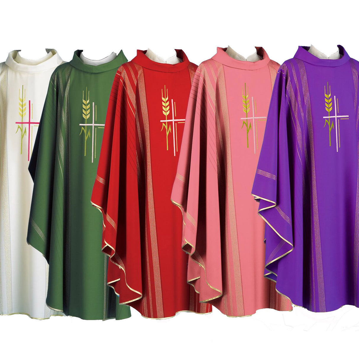 Pure Wool Chasuble with Gold Metalic & Red Cross 216