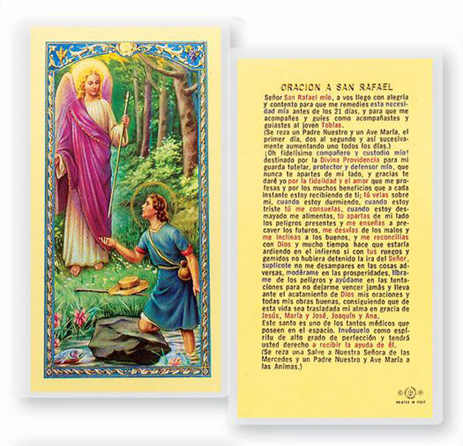 Oracion a San Rapahel Tarjeta sagrada