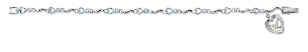 Cubic Zirconia Bracelet with Dove & Heart Charm BR417