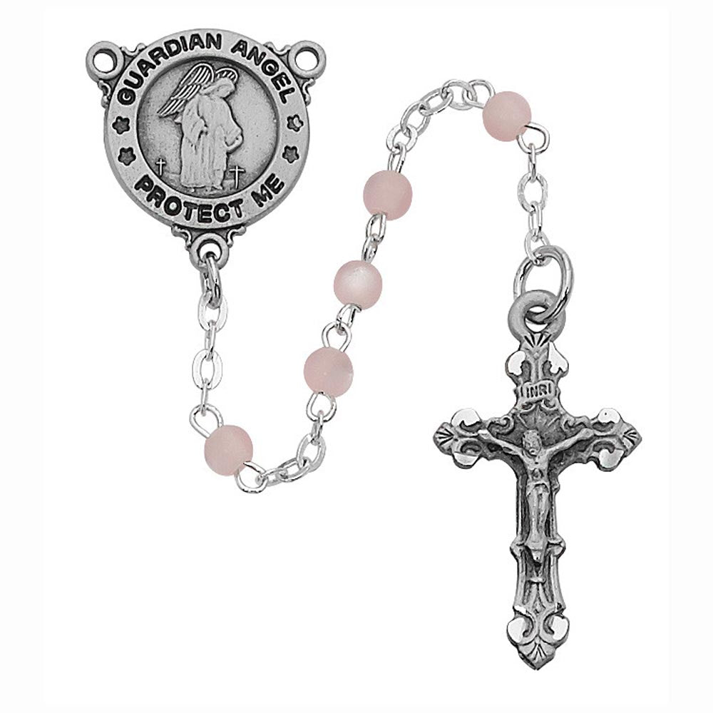 Pink Mother of Pearl Guardian Angel Rosary