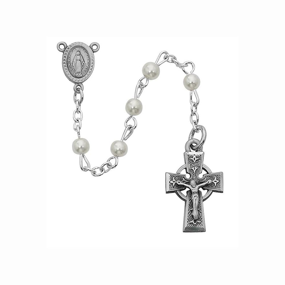 Celtic 5mm Pearlized Glass Baby Rosary R320DG