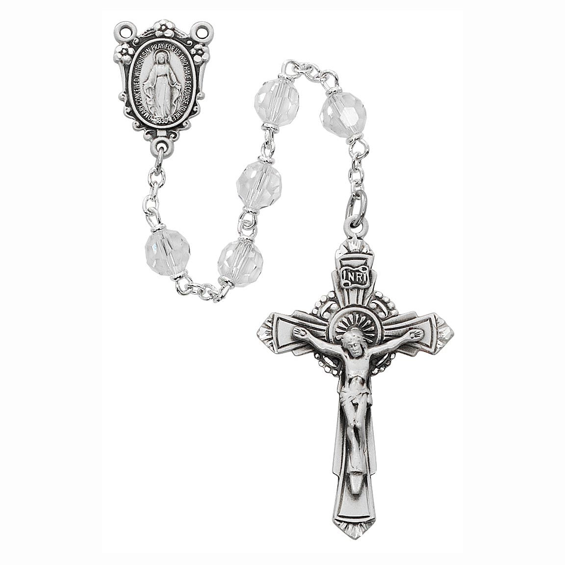Sterling Silver and Tin Cut Crystal Rosary no. R400LF