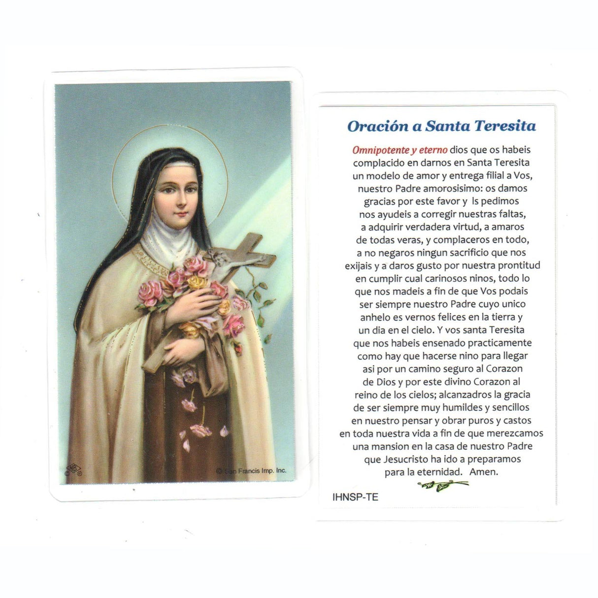 Estampa laminada de Santa Teresita de la Pequeña Flor