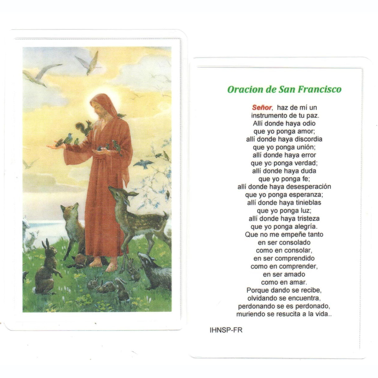 Tarjeta Santa de Francisco de Asís con la oración de la paz - Laminated