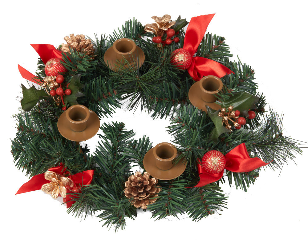 Red Berry and Ribbon Advent Wreath