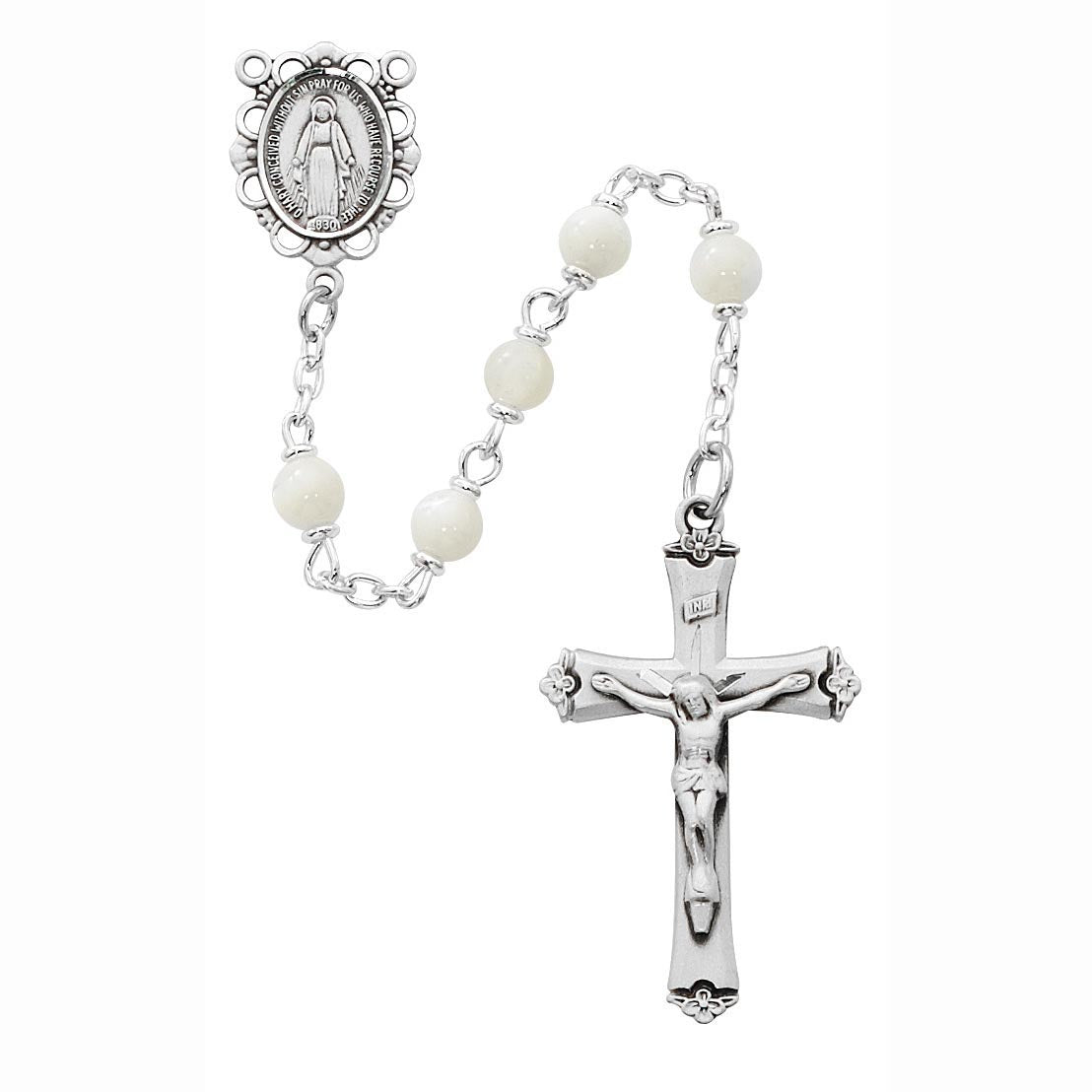 5mm Genuine Mother of Pearl Rosary - no. R389RF
