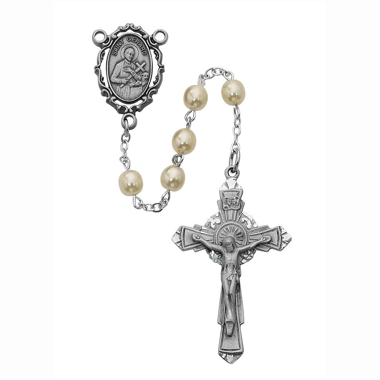 St Gerard Rosary with Pearlized Beads R419DF