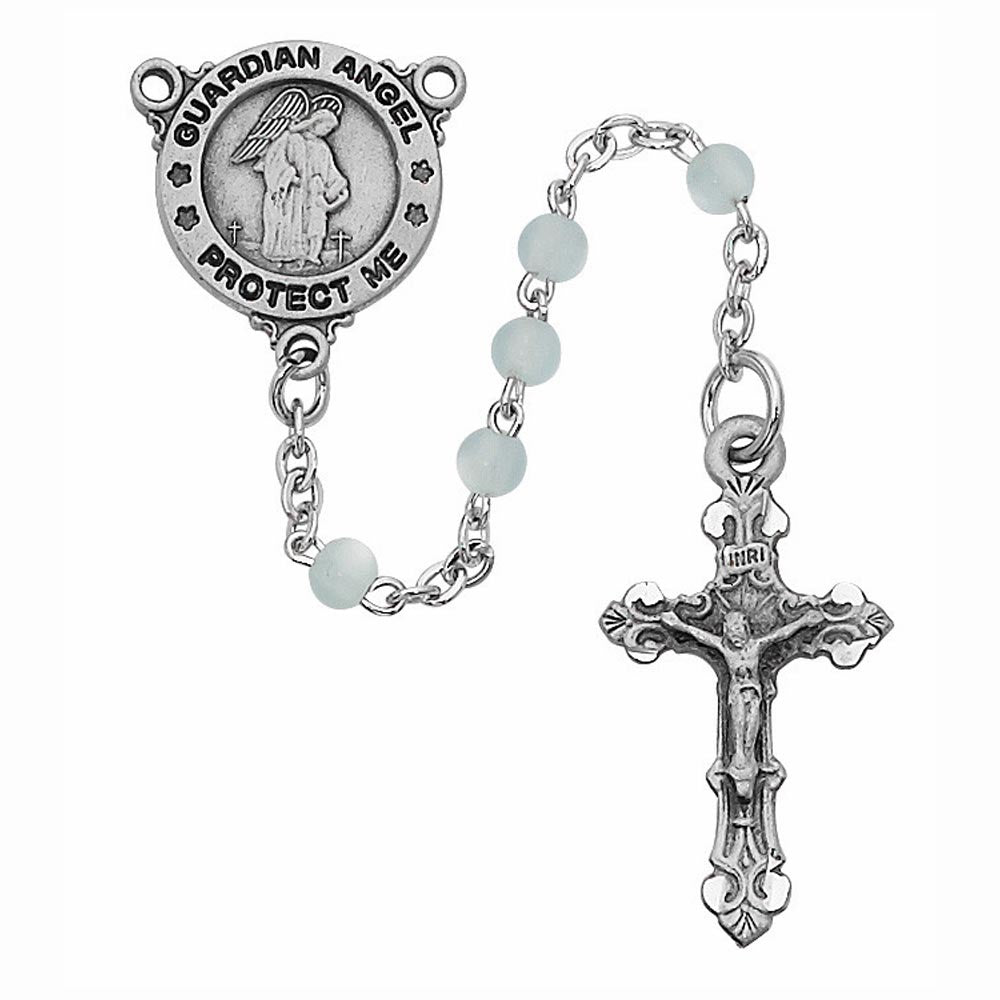 Light Blue Mother of Pearl Guardian Angel Rosary