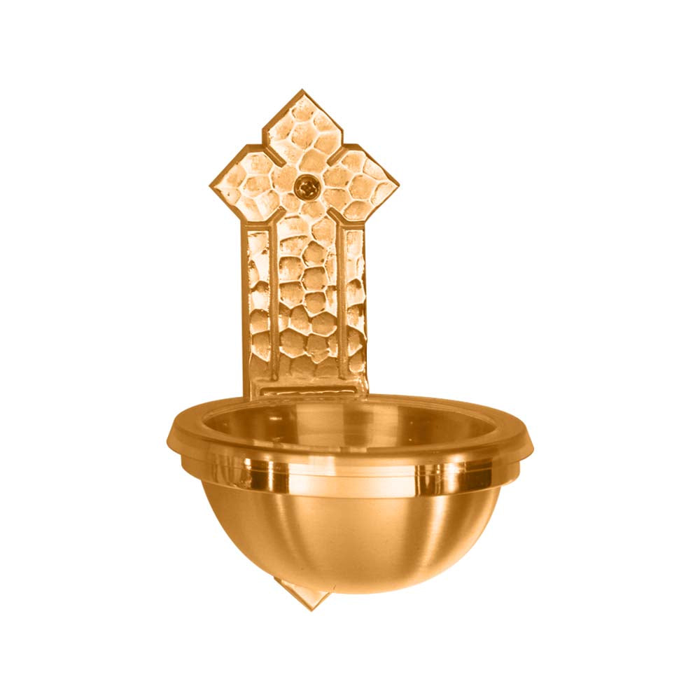 8 inch Cross Holy Water Font in Bronze or Brass - no. 2502-83B