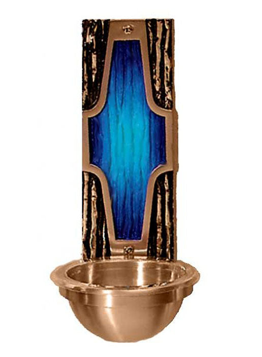 Contemporary Rugged Cross Holy Water Font with Color Backplate - no. 2537-83B